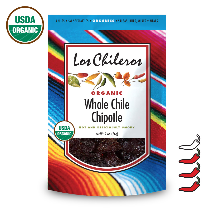 Los Chileros Organic Chile Chipotle Whole 2oz